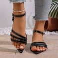 thumbnail image 6 of Xdegoge Womens Sandals Open Toe Pointed Flats Multi Patent Straps Ankle Buckle Sandals Summer Dressy Gladiator Wedding Party Shoes, 6 of 9