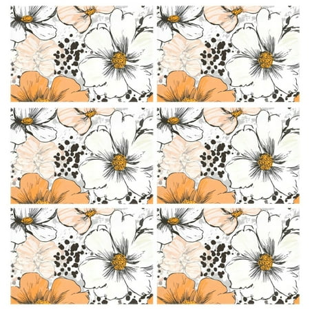 

Ryvnso Placemats Set of 6 Botanical Flowers Dining Mats Heat-Resistant Non-Slip Washable Table Mat