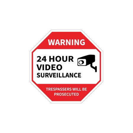 24 Hour Survellnce Vinyl Sticker Decal (4" x 4") | Peel & Stick | Funny, Humor, Gift, Hazard, Caution, Warning