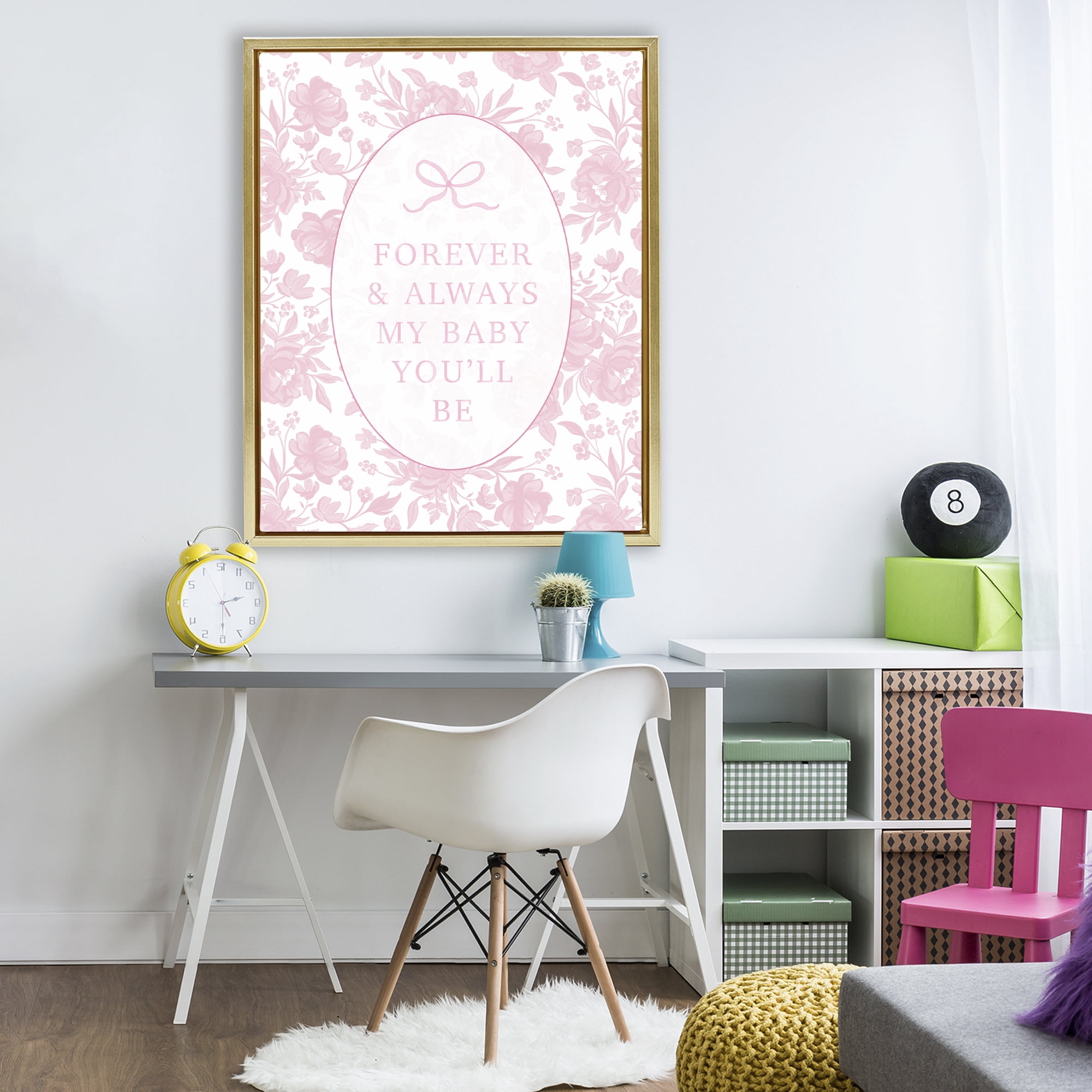 Stupell Industries Forever and Always Pink Florals Gold Framed Floater Canvas Wall Art, design by Cherrywood Lane