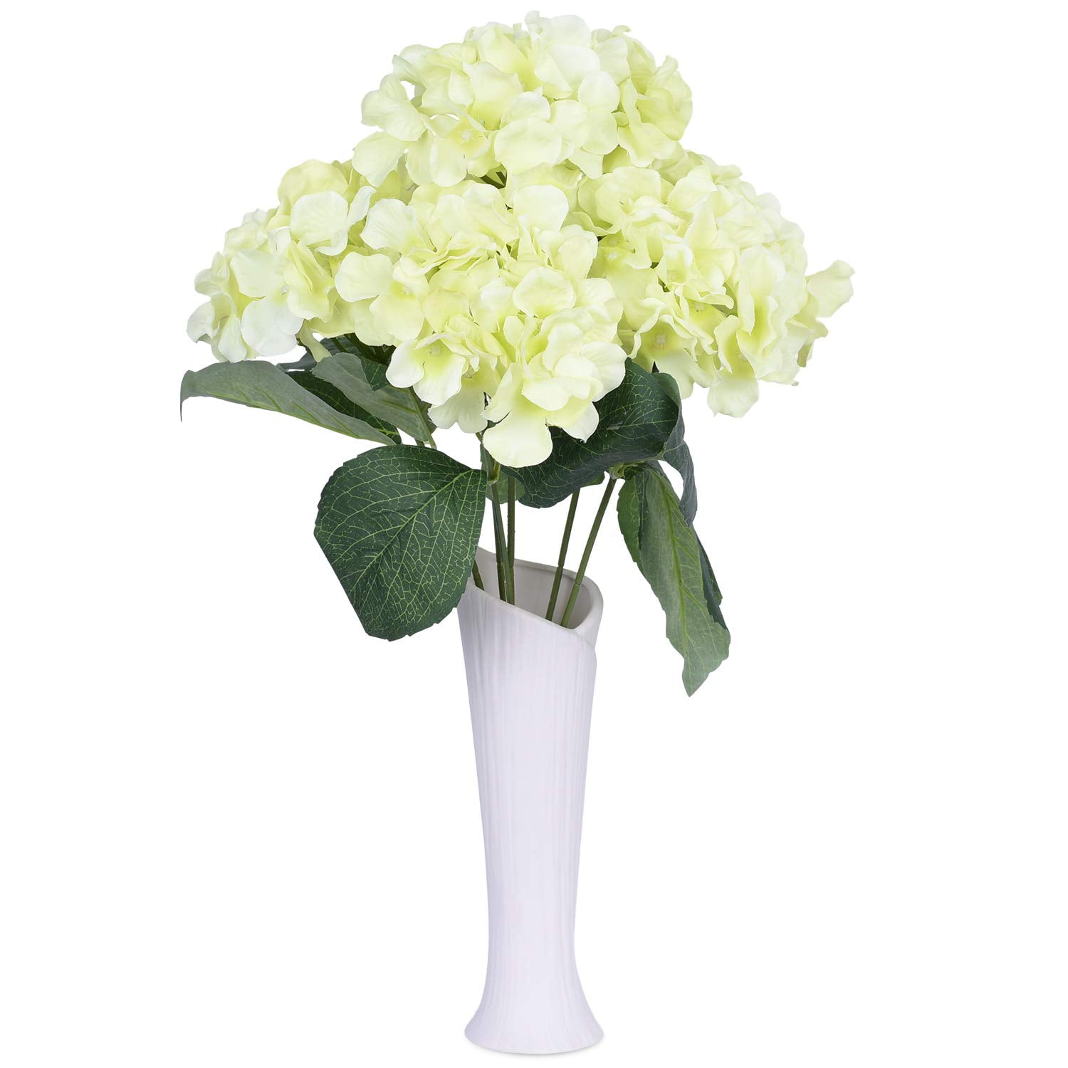 CTFIVING Artificial Flowers Artificial Hydrangea Bouquet with Small Vase Silk Flower for Table Party Office Wedding Home Decor Green