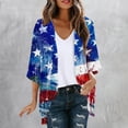 thumbnail image 2 of lcziwo Wamen 4th of July Outfits Kimono Cardigans American Flag Graphic Swimsuits Cover Up Tops Summer Plus Size 3/4 Sleeve Chiffon Cardigan Multicolor XXXXL Sale of The Day, 2 of 6