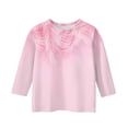 thumbnail image 4 of YOUYEDIAN Girls 3/4 Sleeve Tops Kids Spring Summer Crew Neck Shirts Toddler Casual Lightweight Cute Blouses Clothes (Pink, 13-14 Years), 4 of 4