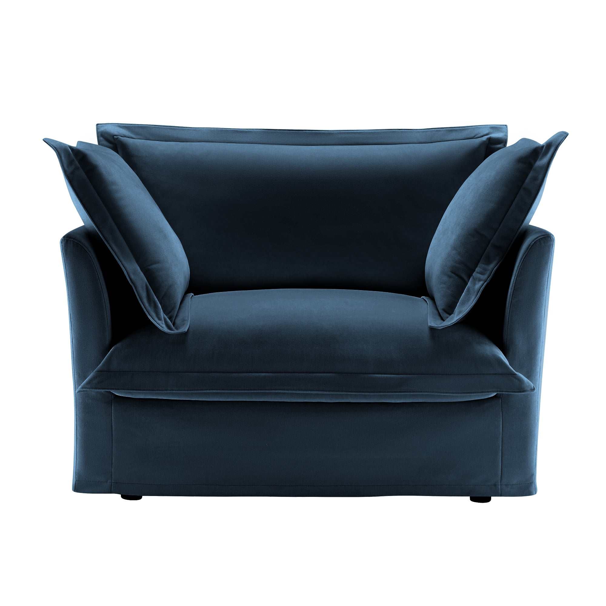 Gewnee Chenille Fabric Blue Deep Seat Singel Accent Chair Sofa Couch for Living Room, Reading Room, Bedroom and Working Spaces