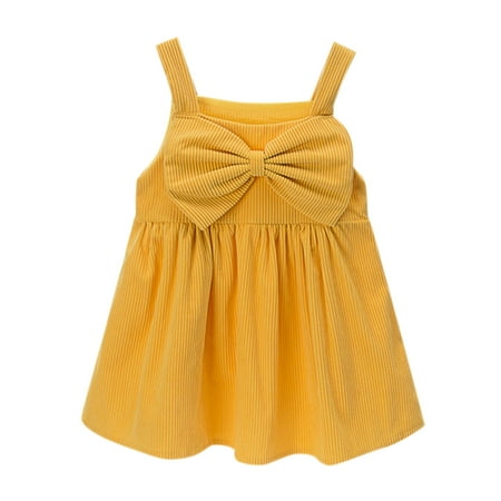 

LIhncine Girls Dress Children Kids Toddler Baby Girls Sleeveless Bowknot Corduroy Princess Dress Suspender Skirt Outfits Clothes Toddler Girls Dresses(Yellow 2-3 Years)