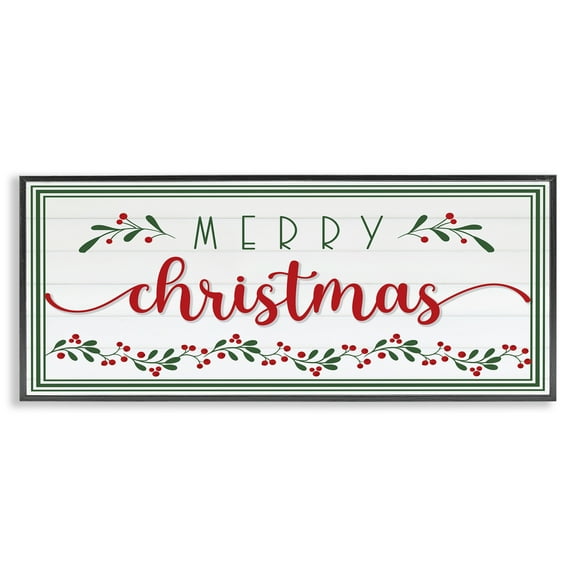 Stupell Industries Festive Christmas Phrase Holiday Painting Black Framed Art Print Wall Art, 24 x 10