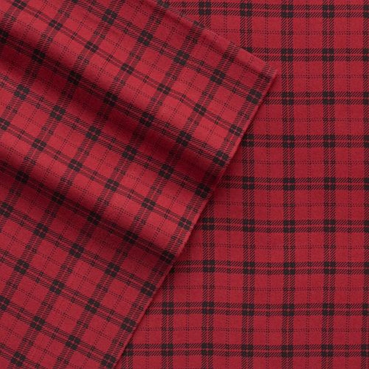 Cuddle Duds Plaid Flannel Sheet Set Red Buffalo Check Full Bed Sheets