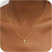 YMCSTONEMA Cross Layered Necklaces For Women - 14K Gold/Sterling Silver Plated Cross Pendant Simple Satellite Chain Dainty Small Choker Sideways Necklace Jewelry Trendy Gift[o736]