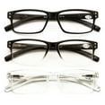 thumbnail image 2 of 3 pairs of men women rectangular modern reading glasses - comfortable readers with spring hinges +2.00, 2 of 4