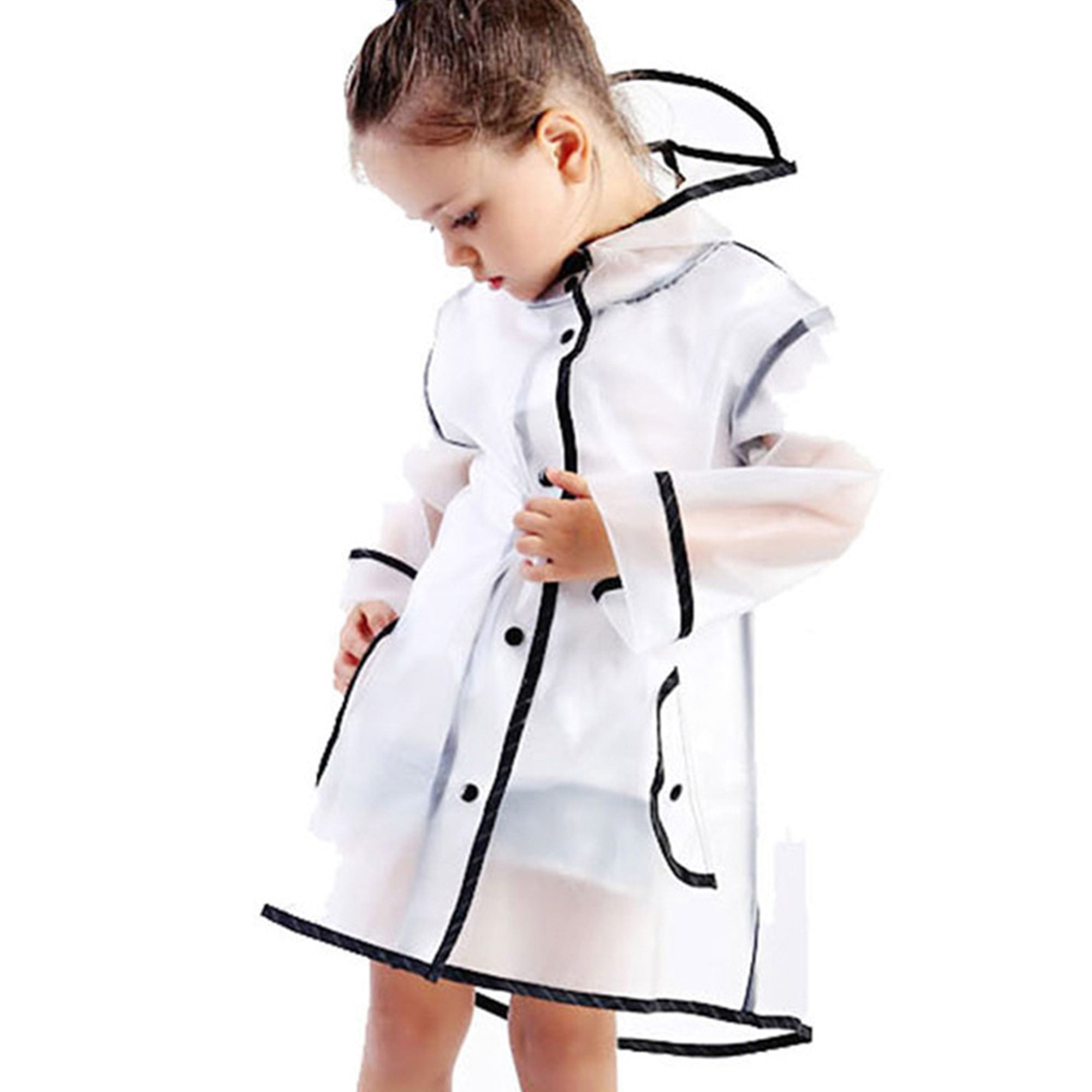 Children Kids WaterProof Vinyl Rain Poncho Jacket Coat Shower Lightweight 