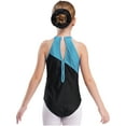 thumbnail image 4 of iiniim Kids Girls Gymnastics Sleeveless Leotard with Hair Band Cross Back Vest and Waistband Shorts Lake Blue 6, 4 of 7