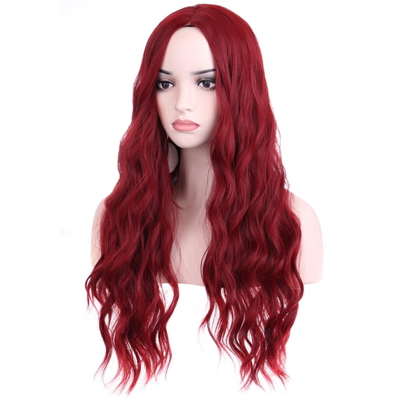 BERON Dark Red Wigs Long Wavy Wig for Women 28' Middle Part Wig Synthetic Heat Resistant Hair Wigs