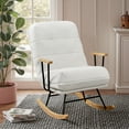 thumbnail image 2 of VECELO Teddy Fabric Rocking Chair, Adjustable Back Angle Upholstered Nursery Chair, White, 2 of 12