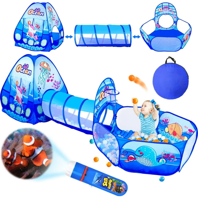 Tienda de campaña para niños PigPigPen 3 en 1 con túnel de juego y piscina de bolas
