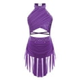 thumbnail image 6 of Rswnyirn Kids Girls Lyrical Dance Dress Sleeveless Front Cutout Backless Leotard Dress Modern Ballet Purple 14, 6 of 9