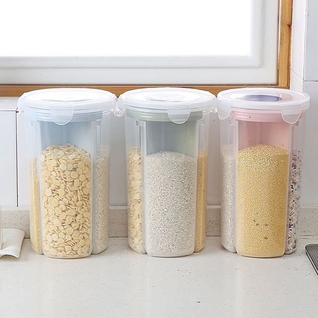 yingyy Compartment Food Storage Container PP Clear Cereal Kitchen Organizer Compartment PP food storage box Airtight Rotating Lid Snacks Storage Box