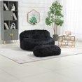 thumbnail image 5 of Bean Bag Chair with Footstool, Comfort Loungeger High Back Bean Bag Chair for Adults, Plush Lazy Sofa Oversized Armchai for Living Room Bedroom Game Room, Black, 5 of 9