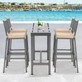 thumbnail image 4 of Metal Dining Bar Stools, Outdoor Bar Height Stool, Indoor Outdoor Stools with High Back & Cushions, Hammered Gray Finish, 29" Barstools for Patio, Bistro, 4 of 7