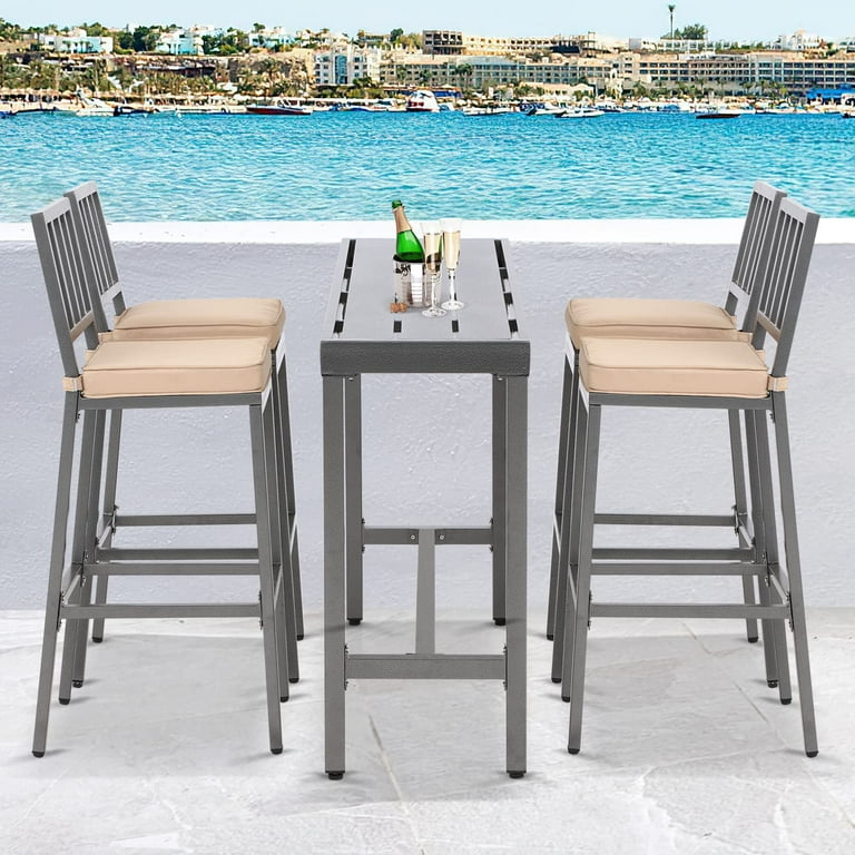 Metal Dining Bar Stools, Outdoor Bar Height Stool, Indoor Outdoor