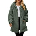 thumbnail image 2 of YDDIAN Long Hoodies for Women Zip Up Plus Size Long Warm Fleece Jackets Fuzzy Winter Dressy Cute Outerwear with Pockets Dark Gray XXL, 2 of 7