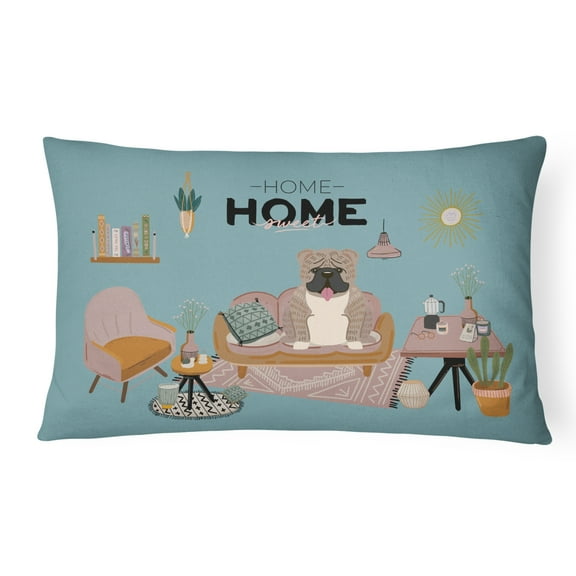 Carolines Treasures CK7971PW1216 Grey Brindle English Bulldog Sweet Home Canvas Fabric Decorative Pillow 12H x16W