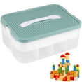 thumbnail image 1 of Reusable Child Toy Containers Large Capacity Building Blocks Containers Stackable Toy Organizer Box with Adjustable Compartments for Building Brick Dolls Toys(olive green  2 Layer）, 1 of 5