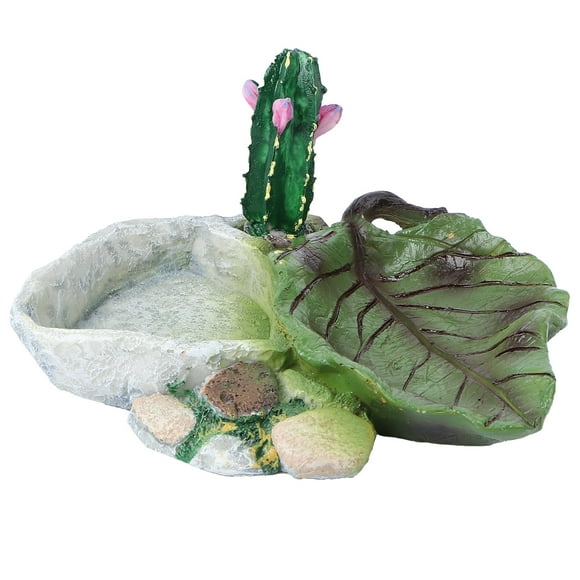 icolorfuled 1Pcs Cactus Design Pet Food Bowl Reptile Drinking Dish Crawler Food Dish Pet Supplies for Reptile Tortoise Water Turtle Lizard Snake
