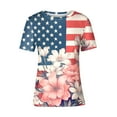 thumbnail image 4 of HEILAU 4th of July Shirts for Women American Flag Graphic Tees Independence Day Crew Neck Floral Print Casual T Shirt Patriotic T Shirts, 4 of 4