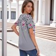 thumbnail image 4 of IYYVV Short Sleeve Shirts for Women Summer Tops 2026 Floral Printed Soft Boho Casual Button Down V Neck Loose Fit T Shirts Dark Gray M, 4 of 6
