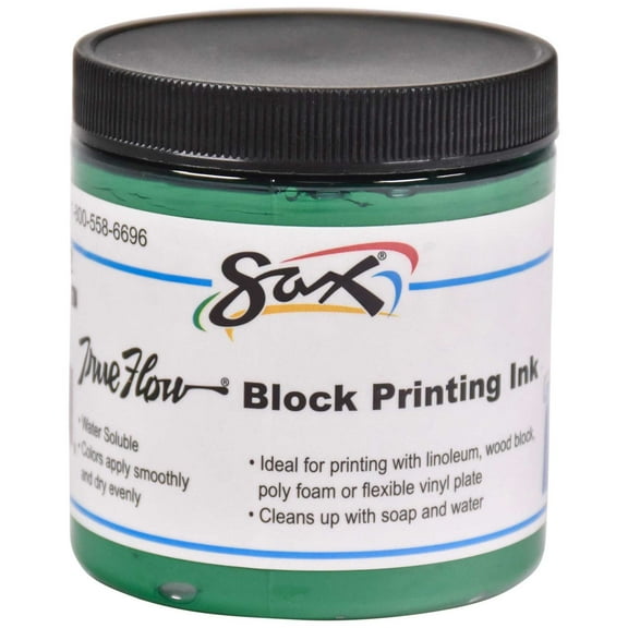 Sax True Flow Water Soluble Block Printing Ink, 8 Ounces, Green