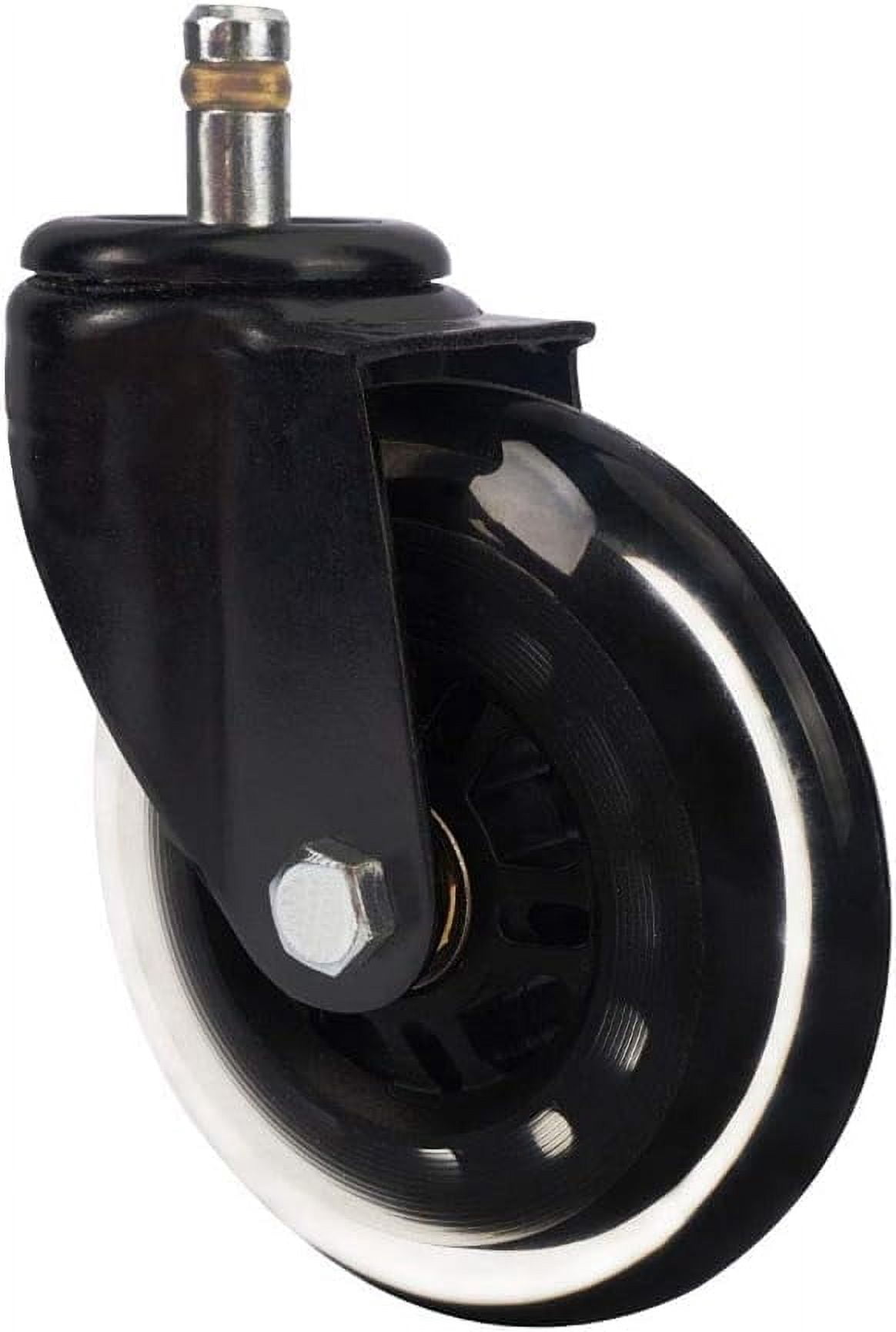 Baweave Caster 4” Office Chair Caster Replacement Wheels Heavy Duty PU Polyurethane for Hardwood Floors Carpet Set of 5 with Universal  Stem 11x22mm Support up to 650Lbs