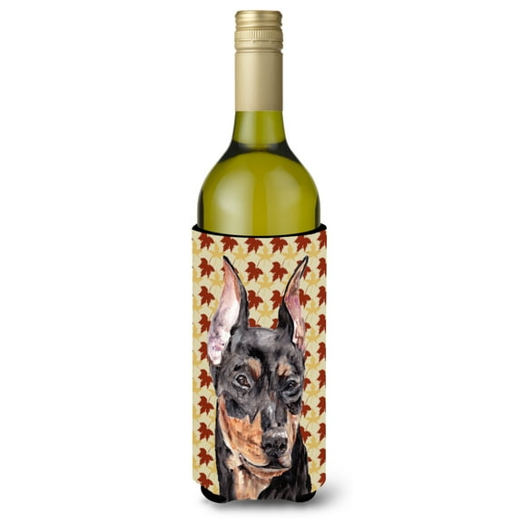 German Pinscher Fall Leaves Wine Bottle Hugger