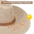 thumbnail image 3 of PULLIMORE Linen Western Cowboy Hat Men Women, Breathable Wide Brim Sun Hat Strap, 3 of 7