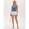 thumbnail image 3 of DARING DIVA Women's V Neck Button Up Sleeveless Cropped Denim Vest S Light Blue, 3 of 7
