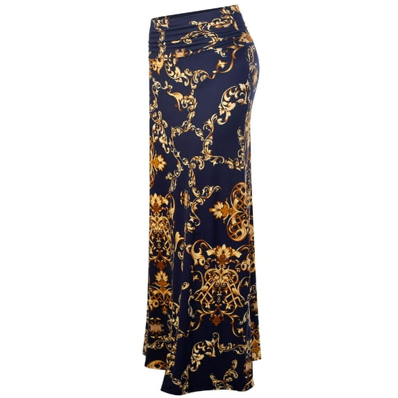 MixMatchy Women's Basic Foldable High Waist Regular and Plus Size Maxi Skirts