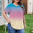 thumbnail image 6 of RYRJJ Womens Plus Size Tops Short Sleeve Blouses Dressy Casual Summer Pleated Front Crewneck T Shirts Gradient Tie Dye Tees(Beige,XXL), 6 of 9