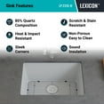 thumbnail image 4 of 23" x 18" Quartz Kitchen Sink, Single Bowl Sink, Drop-in Sink, Undermount Sink, Granite Kitchen Sink, Galaxy White Kitchen Sink, with Steel Grid and Basket Strainer Lexicon Platinum LP-2318-W, 4 of 9