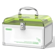 Glosen Aluminum Alloy Medicine Lock Box with Key, 8.46 * 5.87 * 5.51 Inches, Green Portable Child Safety Lock