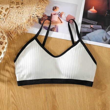 

MIARHB U Neck Seamless Padded Bra Strappy Bralette Sleep Bra For Women Girls