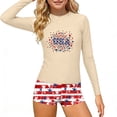 thumbnail image 2 of Odeerbi 3-14 Años Niñas 2 Piezas de Manga Larga Rash Guard Conjunto Día de La Independencia Upf 50 + Traje de Baño de Surf Seco Rápido Con Pantalones Cortos, 2 of 8