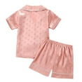 thumbnail image 4 of Fshinging Toddler Girls Pajamas Suit Polka Dot Print Short Sleeve Lapel Shirts Tops And Shorts Outfits, 4 of 7