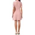 thumbnail image 3 of INSPIRE CHIC Elegant Work Dresses for Women's Tie Neck Puff Short Sleeve Business Office Short Dress XS Pink, 3 of 5