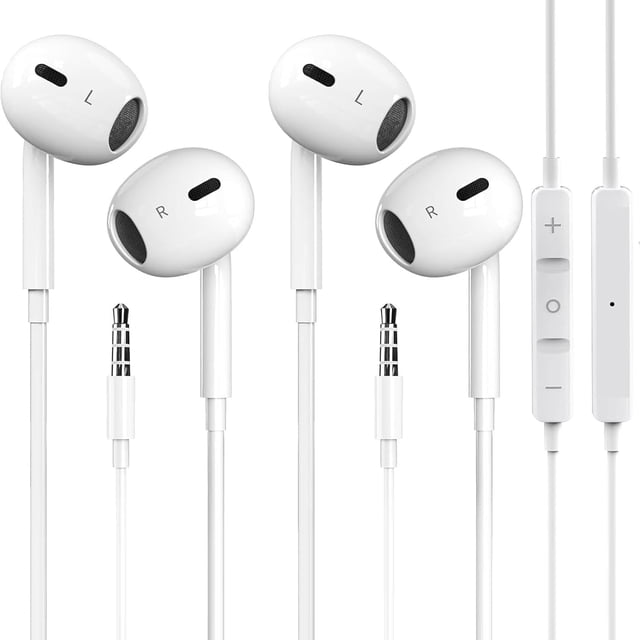 Pcwfbzf Paquete De 2 Auriculares Con Cable Para Iphone/Auriculares Con Cable Con Auriculares De 3,5 Mm Con Micrófono Control De Volumen Compatible Para Iphone Ipad Ipod Computadora Mp3/4 Android La Ma