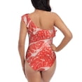 thumbnail image 5 of Easygdp Beef Steaks Women's One Shoulder Ruffle Monokini Bathing Suits with Removable Chest Pad, Quick Drying - Small, 5 of 8