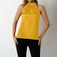 thumbnail image 2 of TTUHYWXI Women's Halter Tank Tops Satin Silk Backless Sleeveless Summer Camisole Going Out Top (Yellow, L), 2 of 9