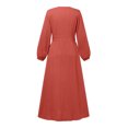 thumbnail image 6 of Mikilon Women's Zipper Maxi Dress Solid Color Stand Up Collar Dress with Pocket Temperament Loose Casual Dress, 6 of 6