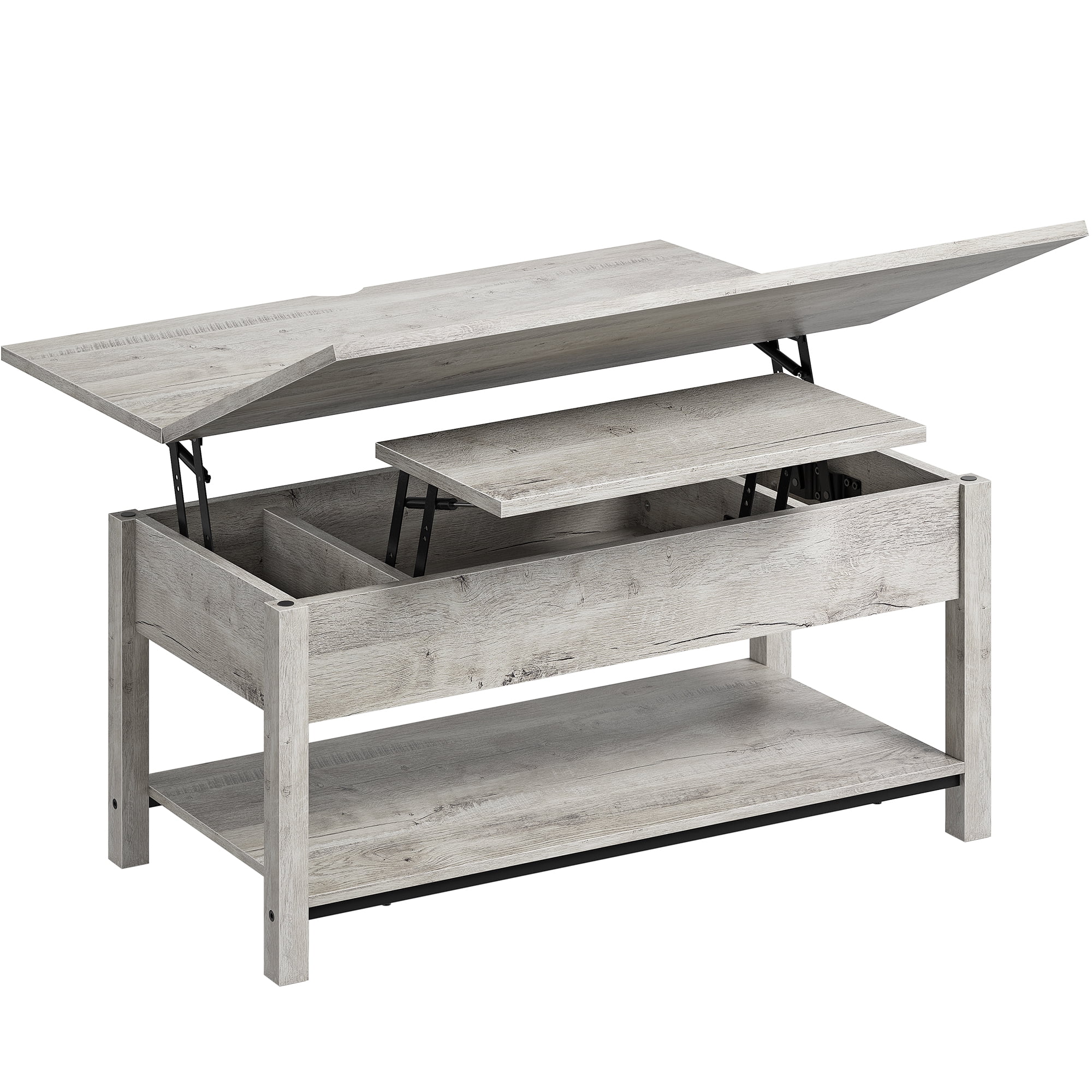 GUNAITO Lift Top Coffee Table 4 in 1 Multi-Function Convertible Coffee Table with Storage, Modern Coffee Table Converts to Dining Table for Living Room, Grey