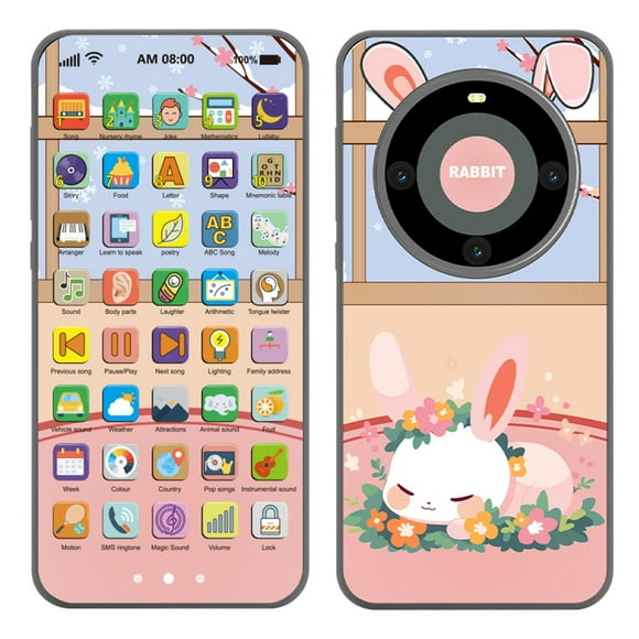 Childrens Pretend Cell Phone With Touch Screen Early Learning Toy Sound Effects Rechargeable Battery Fine Motor Skill Pink Pink