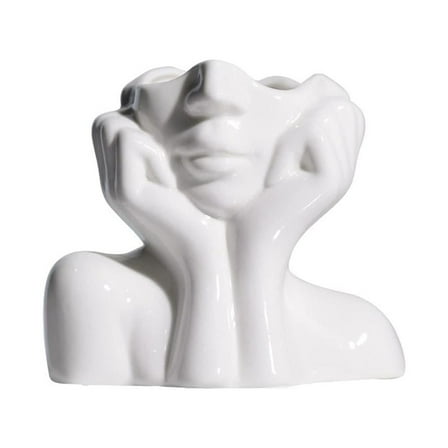 Ceramic Vase Human Body Face Nude Flower Pot Plant Room Decor Home Planter N6