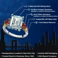 thumbnail image 2 of Gem Stone King 925 Silver and 10K Yellow Gold Sky Blue Simulated Aquamarine Red Garnet and Diamond 3 Stone Ring for Women (6.51 Cttw, Gemstone Birthstone, Emerald Cut 12X10MM, Size 9), 2 of 6